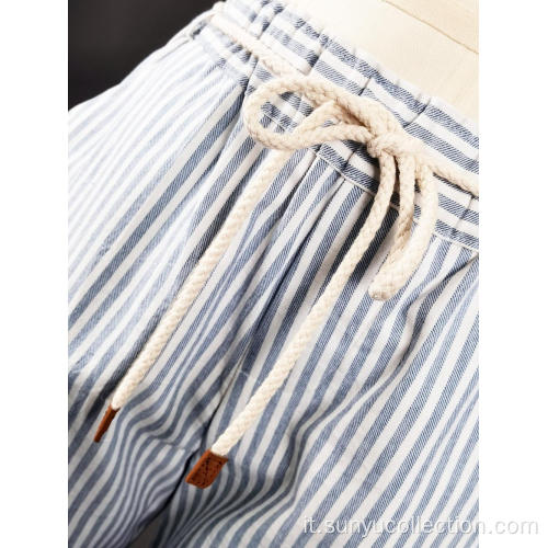 Pantaloni lunghi a strisce intrecciati in cotone Ladie